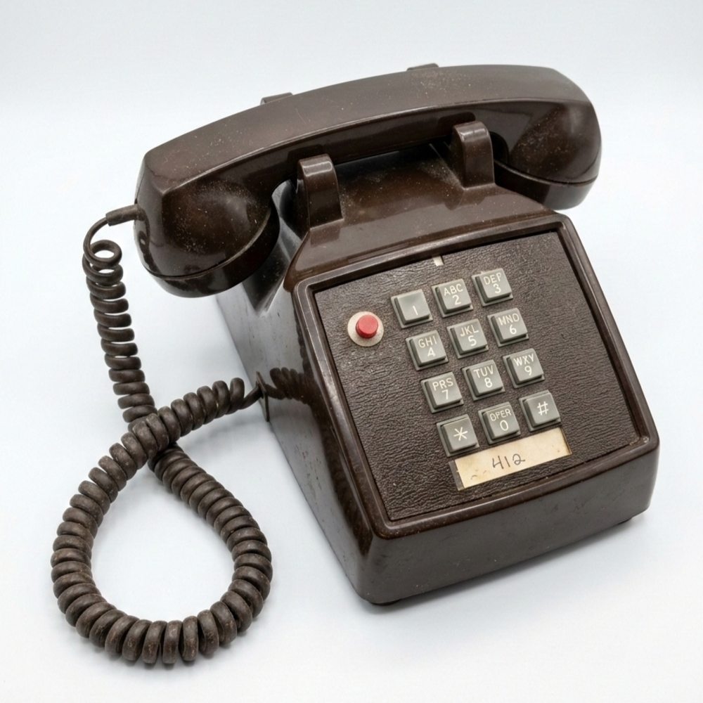 Vintage Brown Push Button Telephone